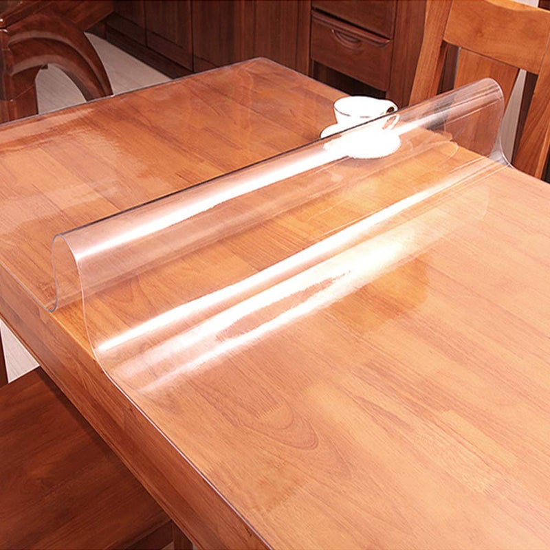 Leoewo 2 Sets 18x36 Custom Clear Plastic Table Protector PVC Tablecloth Cover Vinyl Table Cloths Wipeable Furniture Topper Kitchen Countertop Pad for Dining Living Room Coffee Mat Desk Topper 1.5mm Thick - Image 2